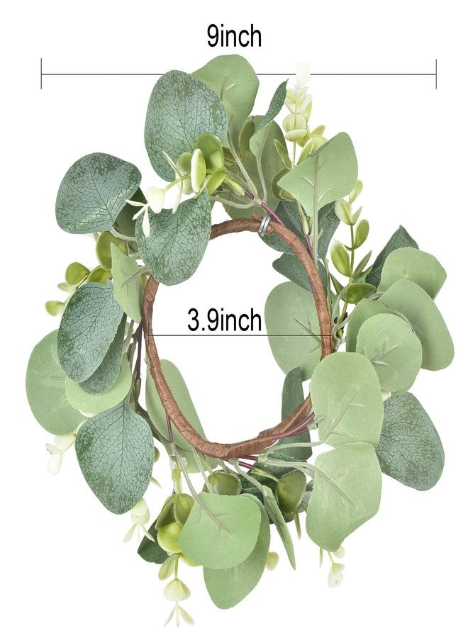 LSKYTOP 2 Pcs Eucalyptus Faux Kitchen Cabinet Artificial Greenery Farmhouse Wreath for Door Wall Window Decor, 9Inch/PC - Image 3
